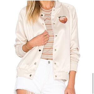 REVOLVE x Privacy Please Cream Bomber Jacket with Peach in champange